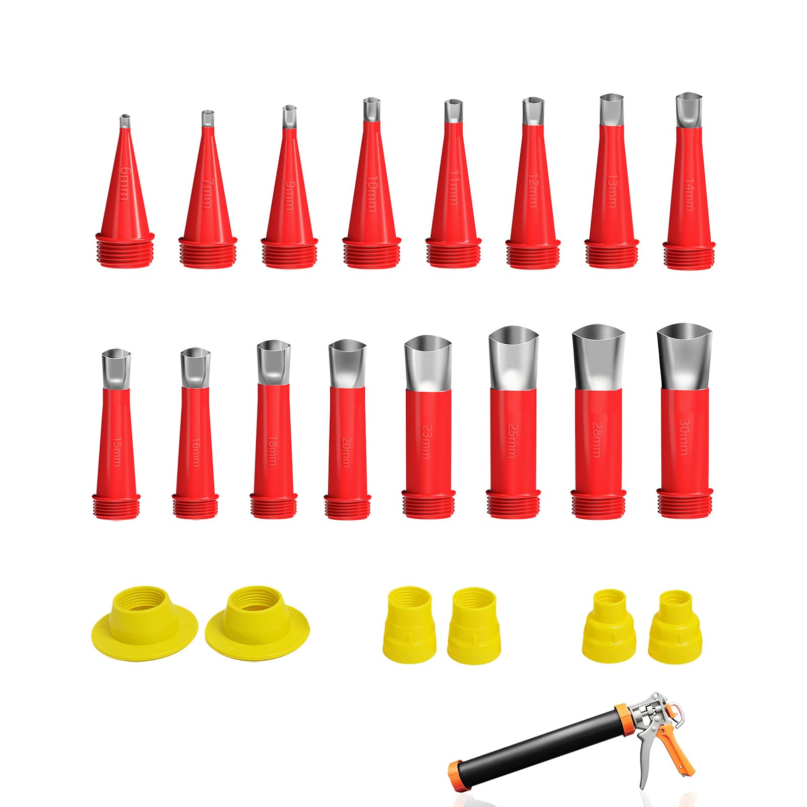 Caulking Tool Kit Sealant Silicone Nozzles for Sealant Mastic Applicator Sealant Finishing Smoothing Tool Set