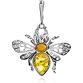 Ian and Valeri Co. Amber Sterling Silver Large Honeybee Pendant