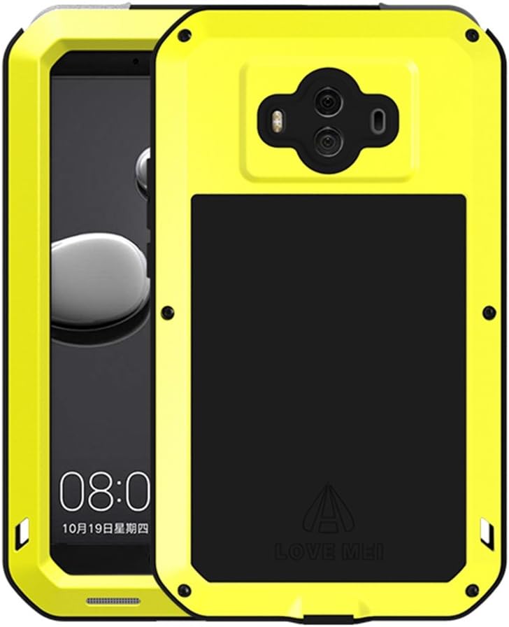 HICASER Huawei Mate 10 Waterproof Case, Shockproof Snowproof Dustproof Durable Aluminum Metal Gorilla Heavy Duty Full-body Protection Case Cover for Huawei Mate 10 Yellow