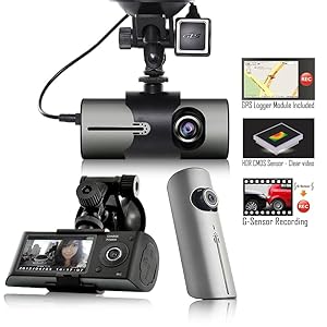 Indigi Must Have! HD Car DVR DualCam (Front+Rear) Driving Recorder Dash Cam GPS Support