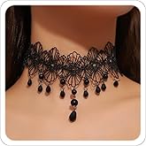Sidlens Gothic Lace Necklace for Women Vintage Vampire Choker Necklace Goth Velvet Necklace Costume Halloween Witch Accessories