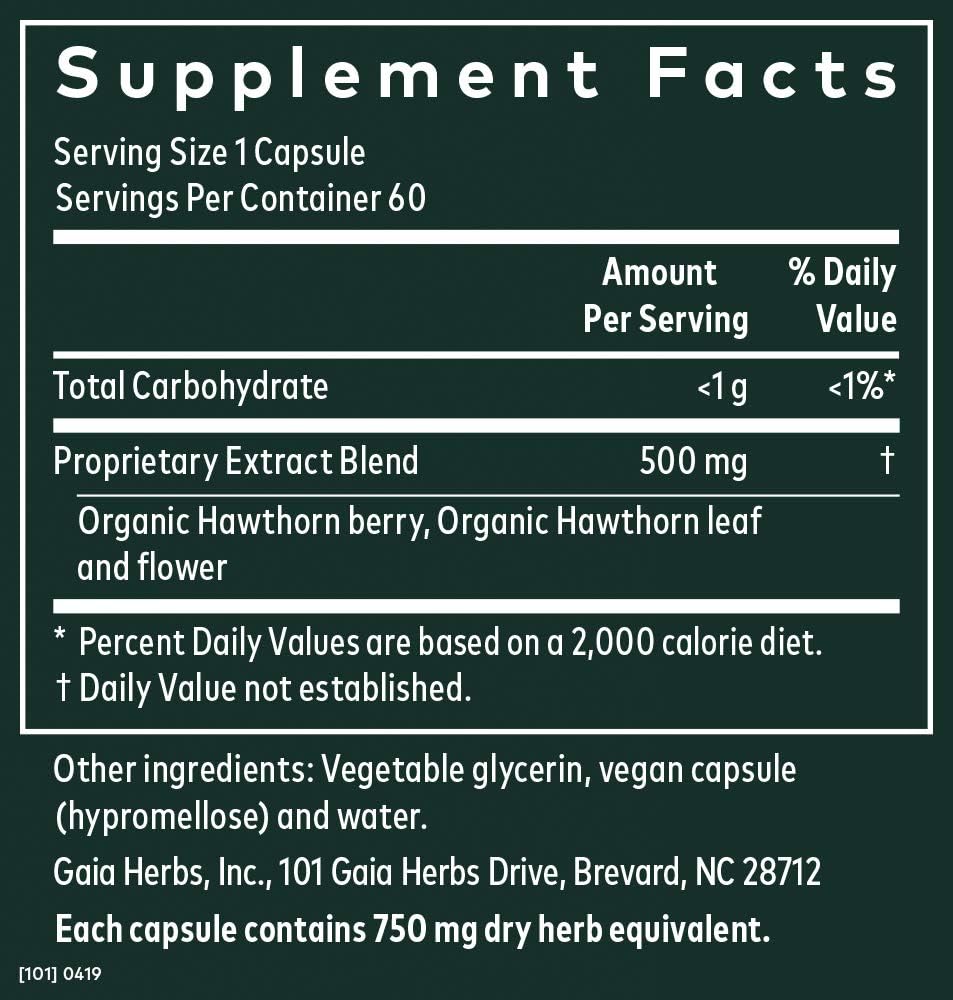 Gaia Herbs Hawthorn Supreme, Vegan Liquid Capsules, 60 Count - Promotes Heart Health & Stimulates Healthy Circulation, Organic Hawthorn Berry, Leaf & Flower Extract: Health & Personal Care
