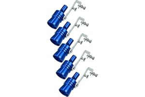 A ABSOPRO 5pcs XL Size Aluminum Alloy Universal Turbo Sound Exhaust Muffler Pipe Whistle Car Roar Maker Blue Item Replacement