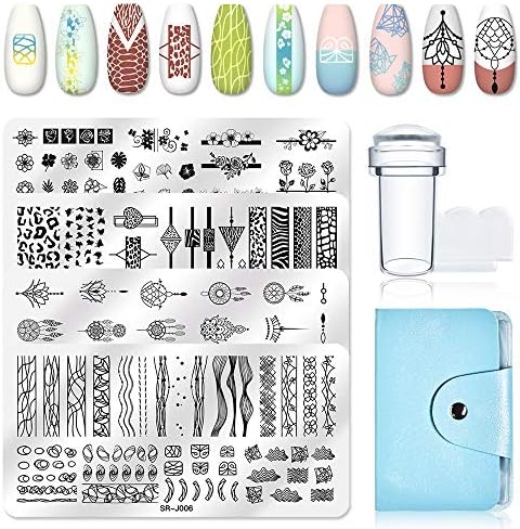 Nail Stamping Plate,4 Nails Image Plate,Nail Art Stamping Plate,Scraper,1 Stamp,1 Bag,Stamping Image Plate,Stamping Plate,Nail Art Tool