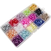 Chenkou Craft 600pcs 10mm Assorted 15 Colors Immitation Half Pearl Bead Flat Back Gem Scrapbook Craft DIY Beads + Plastic Box (10mm)