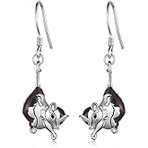 SVODEA Animals Dangle Earrings 925 Sterling Silver Possum/Ferret/Axolotl/Goat Earrings Cute Animal Jewelry Gifts for Women