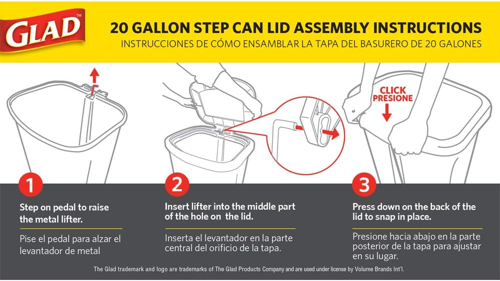 GLAD 75L Extra Capacity Plastic Step Can with CloroxTM Odor Protection | Fits All 20 Gallon Trash Bags, 75 Liter, Matte Black: Home & Kitchen