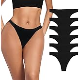 Hlizonn Women's Seamless Thongs Breathable Stretchy Cheeky Underwear Solid T-Backs Thongs Panties Ladies Undies Multipack