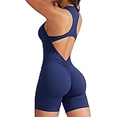 YEOREO Jumpsuits for Women Zip Up Workout Backless One Piece Tummy Control Sleeveless Emma Sexy Yoga Bodysuits