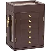 Kendal 360° Rotating Jewelry Box, Wooden Jewelry Box for Women, Graduation Gift Solid Jewelry Holder Organizer, Mothers Day Gifts Wood Jewelry Case with Mirror for Necklaces, Earring, Rings