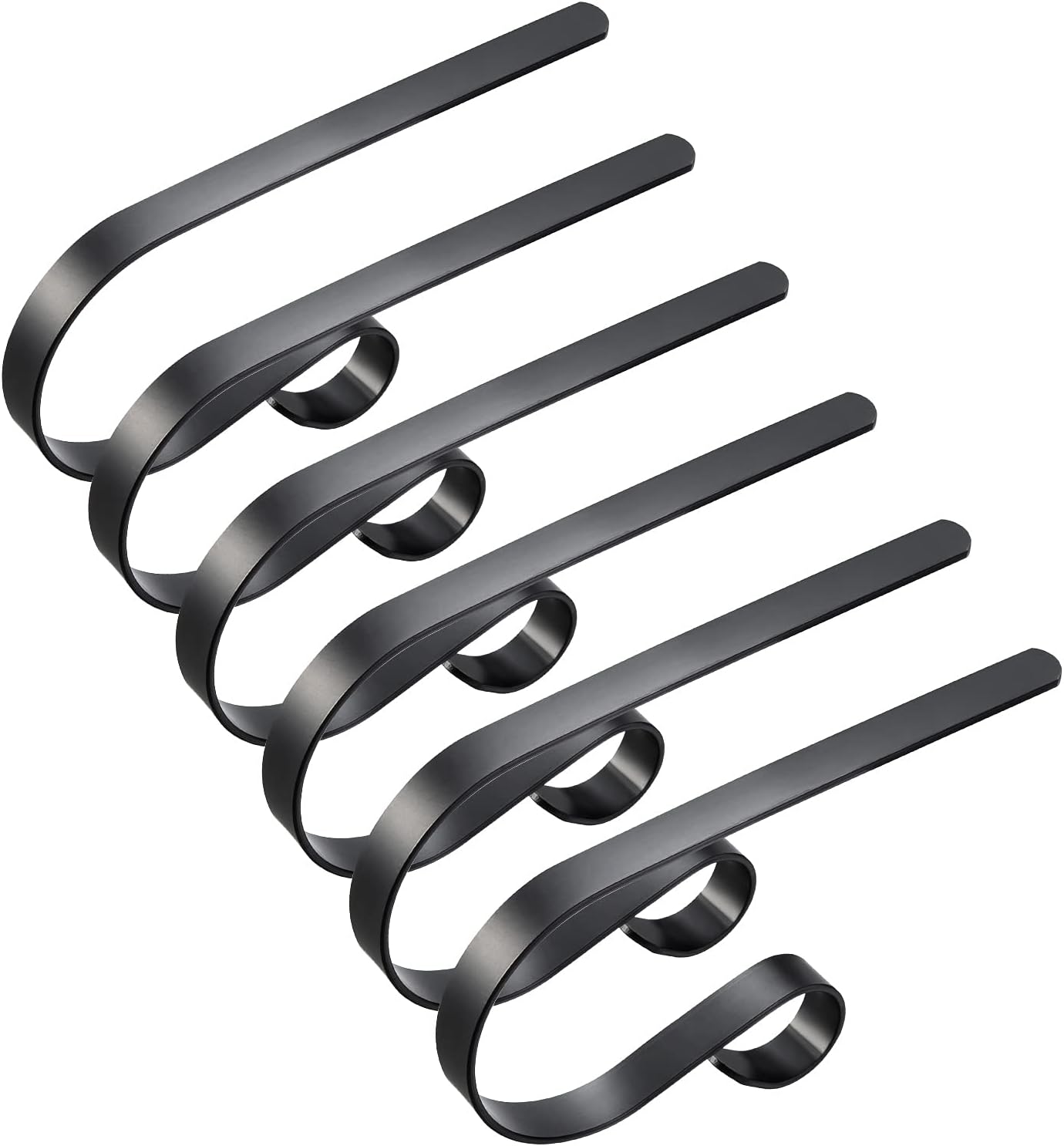 Stockings & Holders - Edoneery Christmas Stocking Holders for Fireplace Mantle with Separate Double-Sided Tapes, Non-Slip Stocking Hangers for Mantel Shelves Multipurpose Xmas Party Decoration Hooks Set of 6 Black