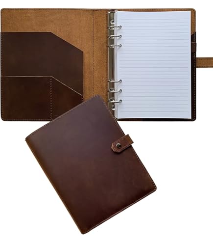 Nekmit Leather Planner 2025, A5 Refillable Runs From March 2025 To June 2026 Ring Binder 5x8 Planner Monthly Weekly, Crazy Horse Leather Cover