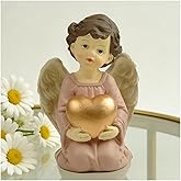 DurableDelights Holding Heart Kneeling Angel Statue – 3.74'' Small Resin Girl Angel Statue, Guardian Spiritual Decorative Angel Ornament, Hand-Painted Collectible Figurine for Home