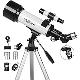 Telescope for Kids & Adults - 70mm Aperture 500mm AZ Mount Fully Multi-Coated Optics Astronomical refracting Portable Telescopes, with Tripod Phone Adapter, Carrying Bag, Remote Control White