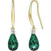 Galaxy Gold GG 14k Solid Gold Fish Hook Earrings with Diamonds and Emeralds
