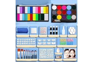 COLIUSA Face Painting Kit,18 Color+15 Color Non-toxic Water Activated Face Paint Palette,Halloween Makeup Kit.Ideal for Halloween,Carnival,Cosplay,Party,Arty Stage Makeup.