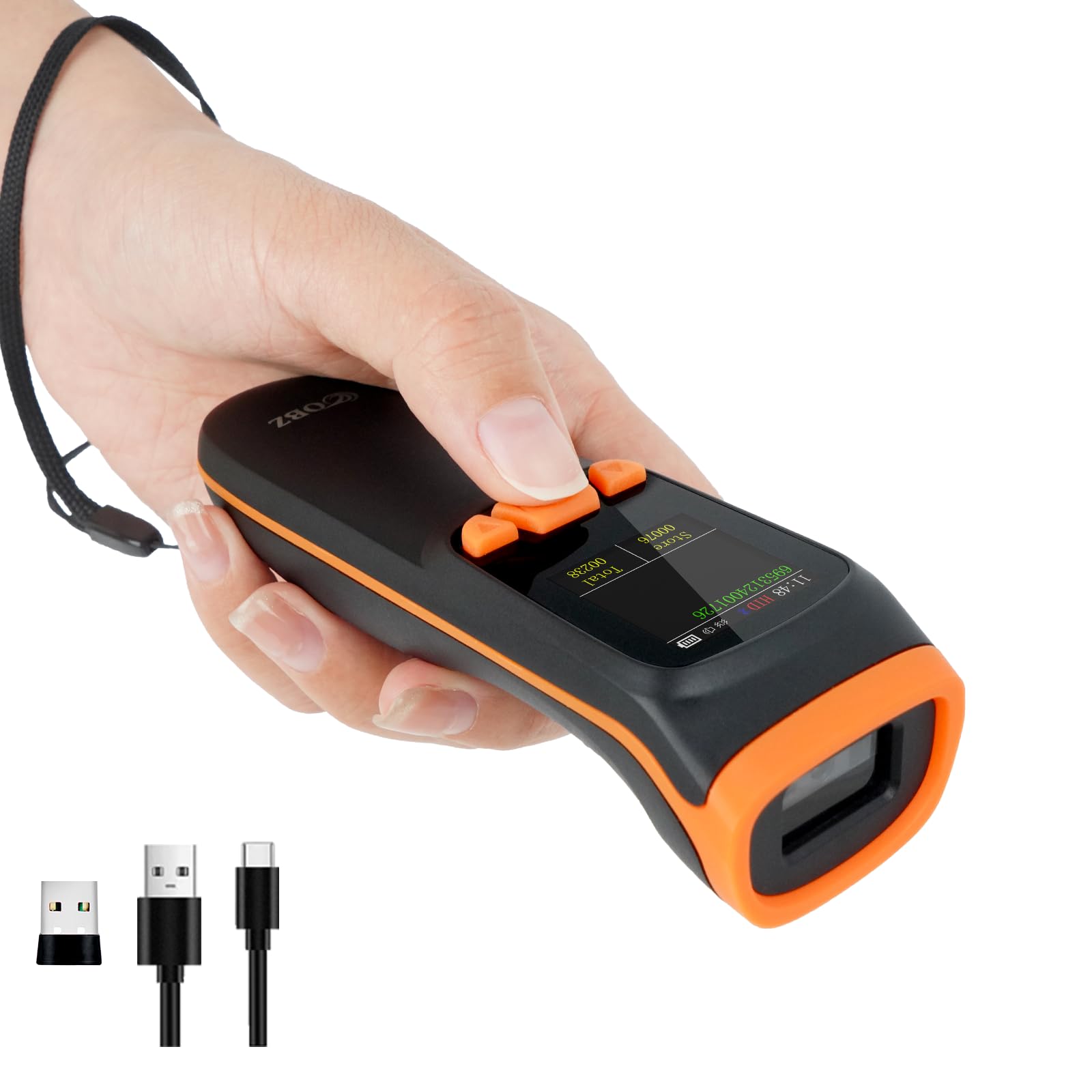 Photo 1 of OBZ Mini 2D Bluetooth Barcode Scanner with LCD Screen Display, 3-in-1 Bluetooth & USB Wired & 2.4G Wireless Bar Code Scanner Portable QR Code Scanner for Tablet iPhone MacOS Android iOS Windows PC POS