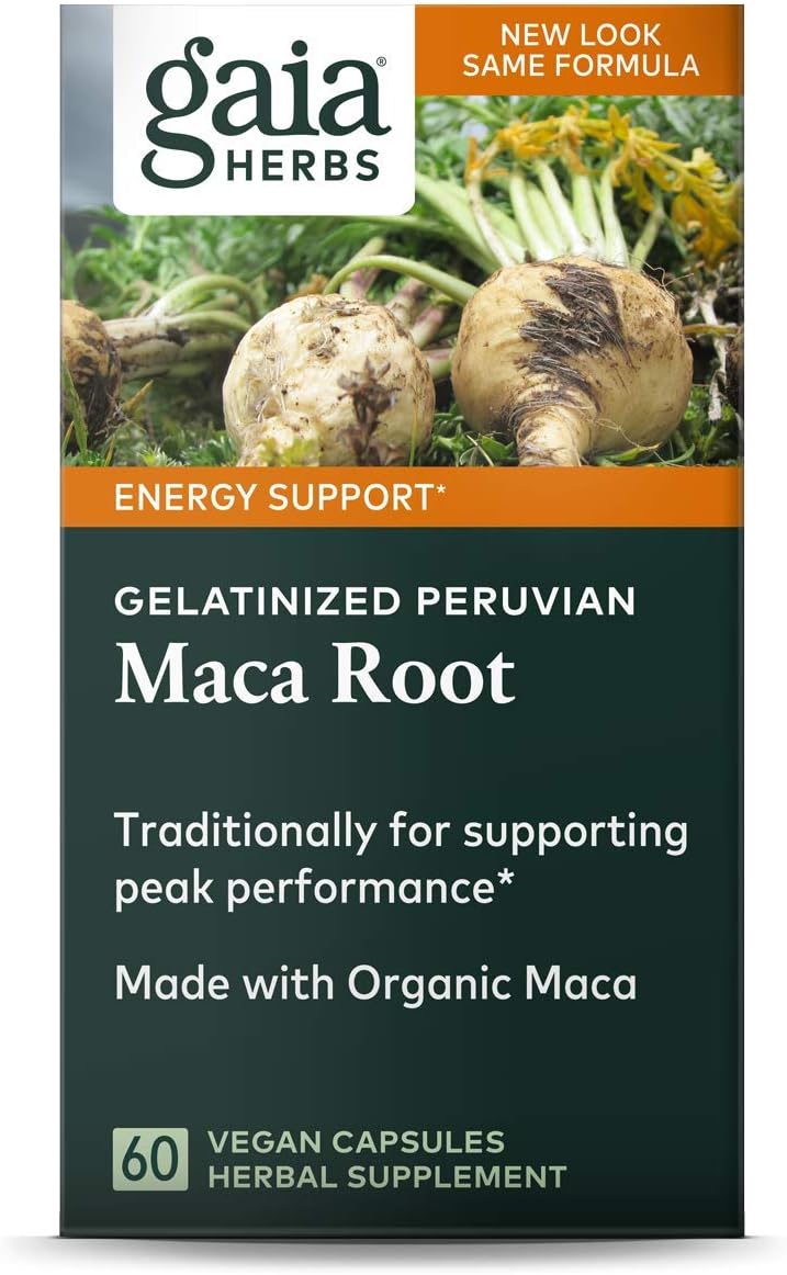 Gaia Herbs Maca Root Capsules, Vegan Gelatinized, 60 Count - Supports Energy, Stamina, Healthy Libido & Hormone Balance, Made with Organic Peruvian Maca Powder: Health & Personal Care