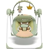 Baby Swings for Infants, Monniebaby Portable Infant Swing with Music, 0-9M | Baby Swing with 6 Melodies &amp; 5 Speeds, 3 Timer Settings, 5-Point Harness, for Indoor &amp; Outdoor Use, 20 lbs