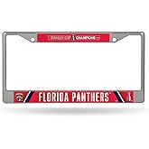 Rico Industries NHL Hockey Florida Panthers 2024 Stanley Cup Champions 12" x 6" Chrome Frame with Decal Inserts - Car/Truck/SUV Automobile Accessory