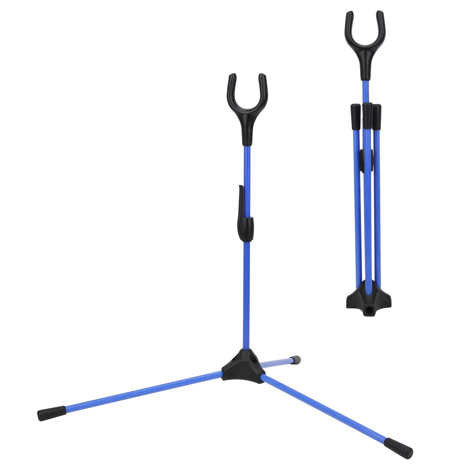BigKing Bow Stand, Recurve Bow Holder, Stainless Steel Archery Bow Stand, Recurve Bow Compound, Folding Recurve Bow Stand Holder Archery Straight Bow Stander for Hunting Outdoor Sports(Blue)