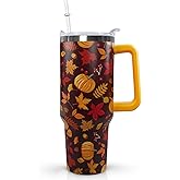 Ceovfoi 40 oz Fall Pumpkin Tumbler Insulated Stainless Tumbler, Autumn Travel Coffee Cup Water Bottle, Thanksgiving