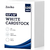 120 Sheets White Cardstock 8.5 x 14, Legal Size Cardstock Printer Paper | White Card Stock Legal Printer Paper 8.5 x 14, 200 GSM Construction Papers for DIY Crafts, Greeting Cards, Invitations, Menus