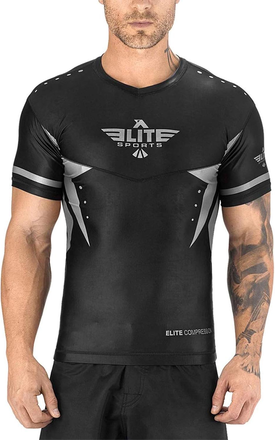 Elite Sports BJJ MMA NoGi Mens Rash Guard for Men Best BJJ Raked Short