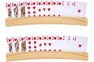 Set of 2 Solid Wood Card Holders - Non-Slip Base, Curved Hands-Free Design for Poker/Game Nights/Travel | Eco-Friendly Organi