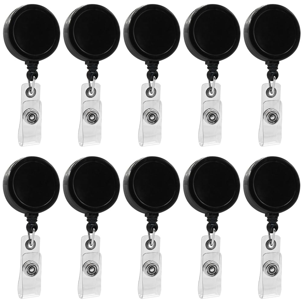 Photo 1 of 10 Pack Retractable ID Badge Holder Badge Reels with Swivel Alligator Clip Bulk Pack Badge Holders by Premium Badges