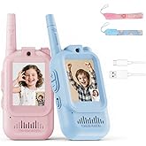 Video Walkie Talkies for Kids, 2 Pack Rechargeable Kids Video Walkie Talkies with Camera, Facetime Walkie Talkie for Indoor Outdoor Games, Camping, Hiking for Boys Girls Ages 3-12