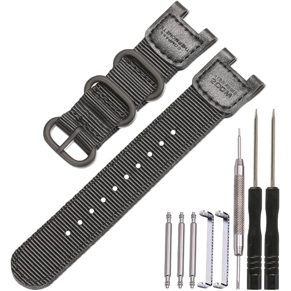 Kit Adattatori Metallo + Cinturino Nylon 22 Mm Per Casio GShock G-Steel – 5 Anelli, Per Modelli GST/GSTB/GSTW