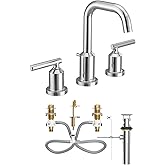 Moen Gibson Chrome Two-Handle High Arc Widespread Bathroom Sink Faucet for 3-Hole Setups with Valve Included, TV6142