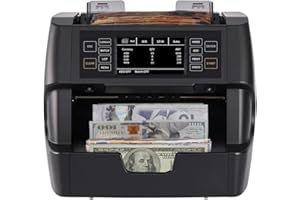 NUCOUN VC-3 Money Counter Machine Mixed Denomination, Value Counting, CIS/UV/IR/MG/MT Counterfeit Detection, USD/Euro/CAD/MXN, Printer Enabled Bill Cash Counter for Business