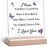 Birthday Gifts for Mom Acrylic Plaque Mom Gifts from Daughters Son Mother's Day Gift for Mother Office Desk Sign Christmas Decor for Mother I Love You Moms Gift Ideas from Son Daughters Desk Decor