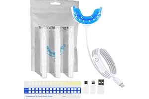 Dailytop Teeth Whitening Kit,Teeth Whitener with LED Light,Mouth Tray and (3) 3ml Professional Whitening Gels Remove Stains and Whiten Teeth Instantly