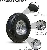 MxMan 10" Pneumatic Wheel 4.10/3.50-4 16mm Axle 2 Pack Wheelbarrow Trolley view 4