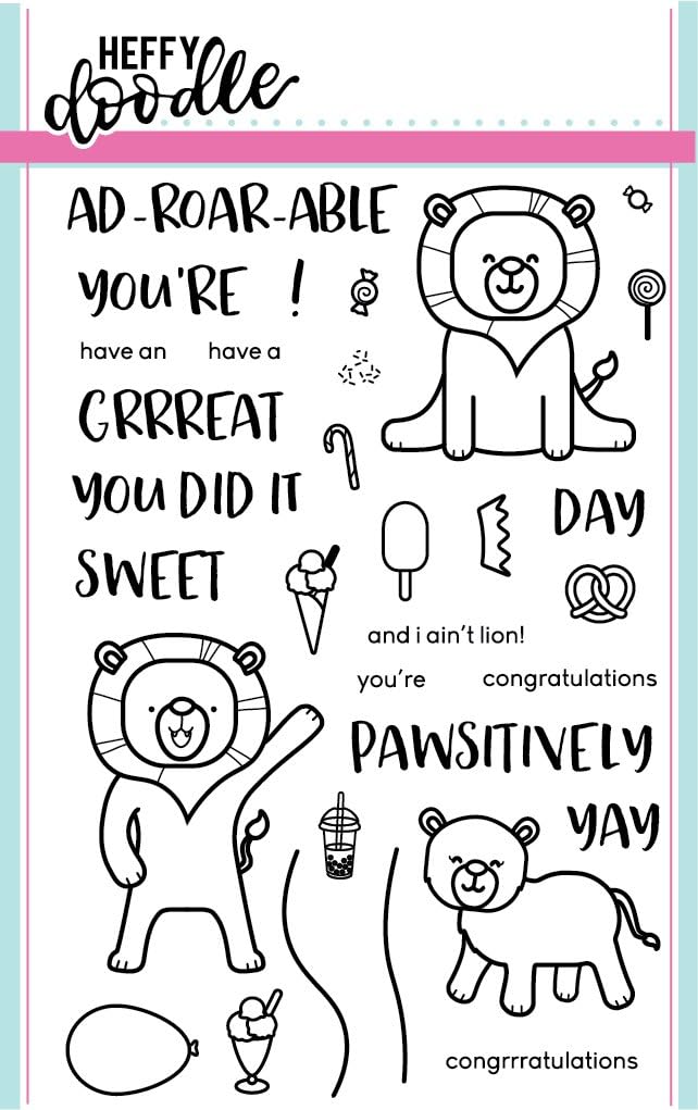 Heffy Doodle Ad-Roar-able Lions Clear Stamps