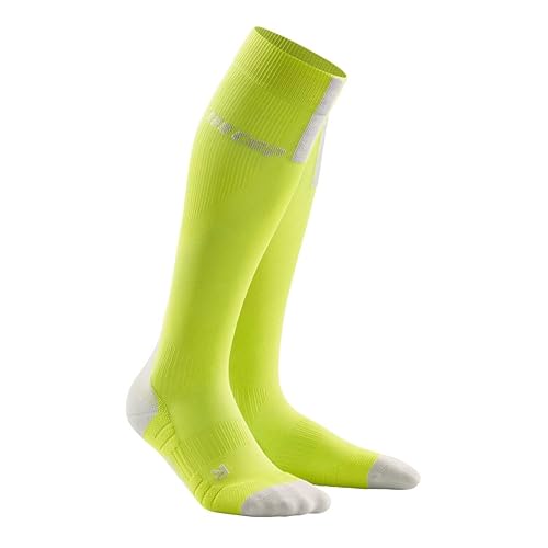 CEP Men's Compression Run Socks Tall Socks Lime/Light Grey V