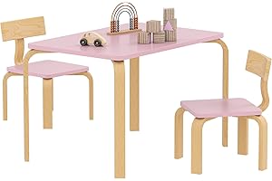 Qaba Kids Table and 2 Chair Set, Toddler Table and Chairs, Children Multi-Activity Furniture Set for Playing, Learning, Eatin