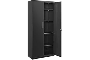 SONGMICS Garage Cabinet, Metal Storage Cabinet with Doors and Adjustable Shelves, Office Cabinet for Home Office, Lockable, G