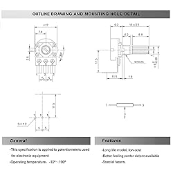 ELCOKITEX 8Pcs B100K Linear Taper Rotary