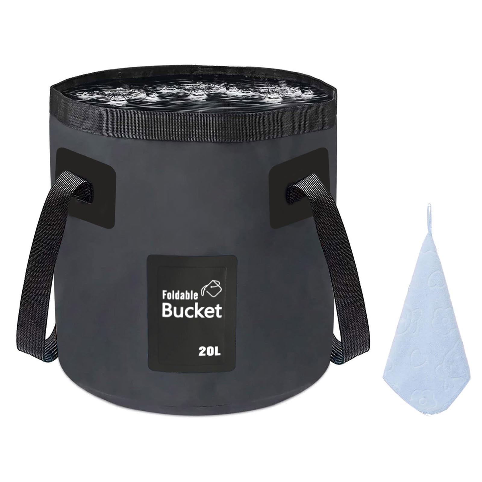 12L 20L Folding Water Bucket, Outdoor Sports Lightweight Portable Collapsible Bucket for Camping Traveling Picnic Hiking Fishing Boating Gardening Car Washing (12L, Black)