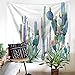 QEES Cactus Decor Tapestry Wall Hanging Decor Art Home Decor, Yellow and Green Watercolor Printed Bedroom Living Room Dorm Wall Hanging Tapestry Beach Throw/Table Runner/Cloth(GT11-C-6)(W:59