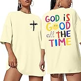 Christian Shirts for Women Oversized God is Good Shirt Jesus Bible Tshirts Religious Crewneck Short Sleeve Top