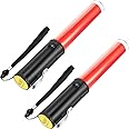 Weewooday 2 Pieces LED Signal Wand Traffic Flashlight, 11 Inch, Battery Powered, Durable, Waterproof, Wide Application