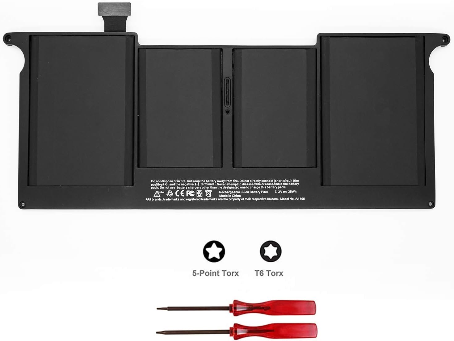 POWERWOO A1370 A1406 Laptop Battery for MacBook Air 11 inch,Battery Replacement for MacBook Air 11'' A1465 (Mid 2011 2012 2013 Early 2014 2015 Version)[7.6V 39Wh]