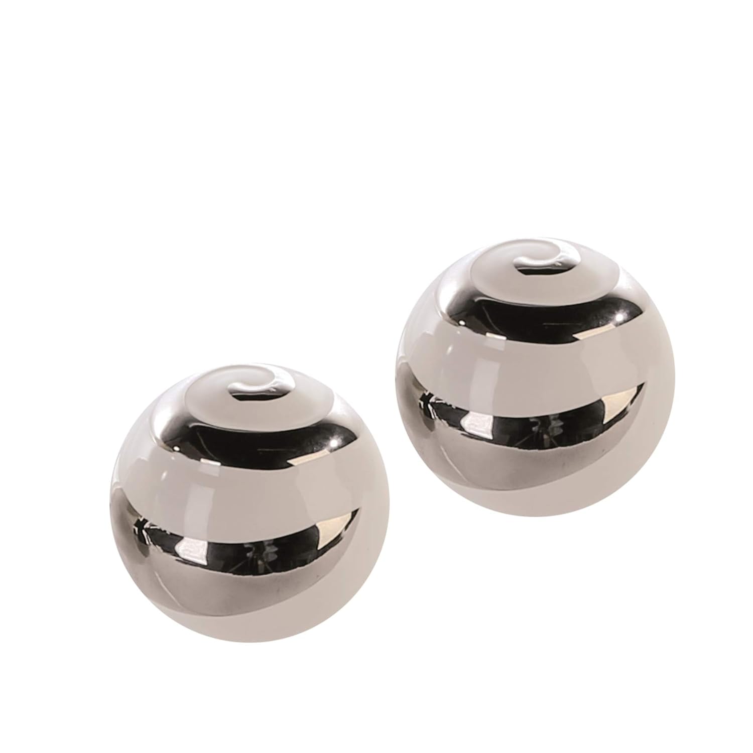 Lifestyle & More Modern decorative ceramic balls 2 pieces white/silver