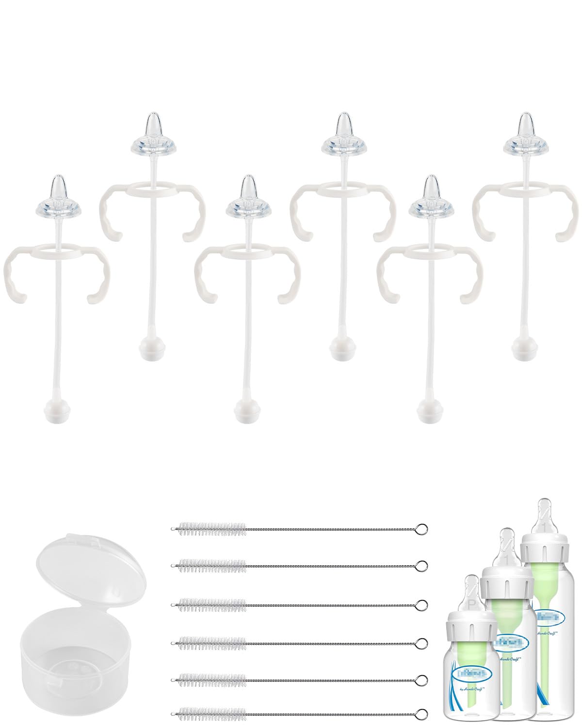Photo 1 of 6Pack Sippy Straw Cup Conversion Kit for Dr Browns Narrow and Narrow Glass Baby Bottles, Weighted Sippy Replacement Kit with Soft Sippy Top and Handle,6m+
