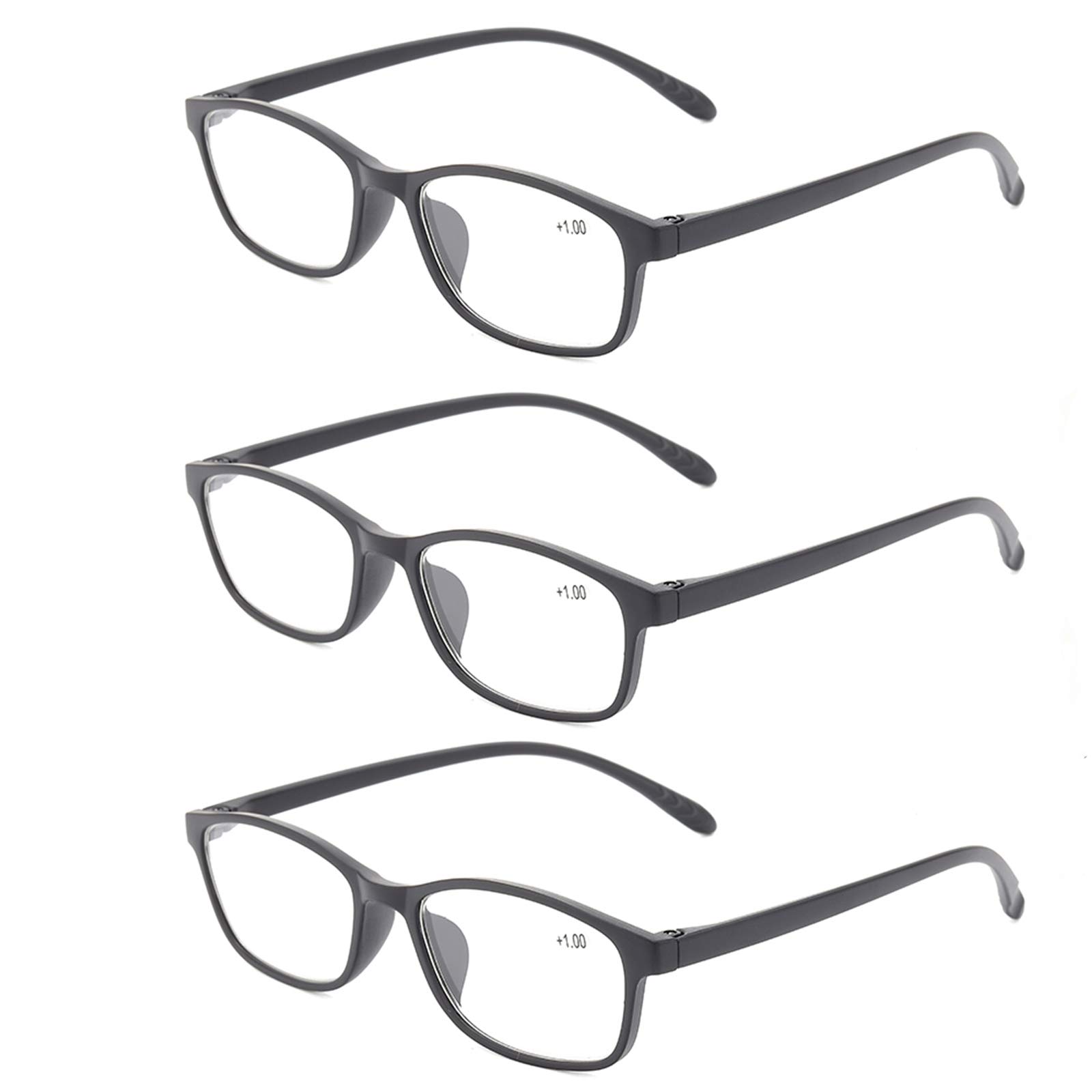 Suertree Anti-Blue Computer Reading Glasses, Blue Light Blocking Glasses Anti Eyestrain Glasses Gaming Eyewear Vision Care Anti Glare Reader for PC Laptop Gamer Pack of 3 HB9005